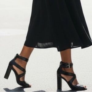 Jimmy Choo Black Leather Criss Cross Sandals